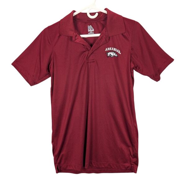 Razorbacks Shirt Mens Small Red Polo White Embroider Logo Short Sleeve Preppy - Picture 1 of 9